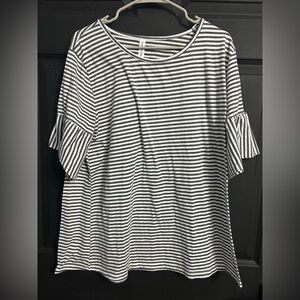 Striped Ruffle Sleeve Top